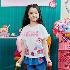 emotioncastle 女童透氣奇妙萌可哈啾荷葉邊短袖T恤