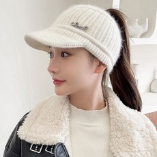 Parajuni 字母針織冬季高爾夫運動遮陽帽 HJ0904, 白色, 1個