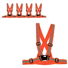 Dongkwang Safety彈力X半圓夜光安全背心 橘色, 5個