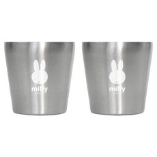 kitchen U 幼兒用 Miffy不鏽鋼雙層杯 小, 銀色, 2個, 175ml