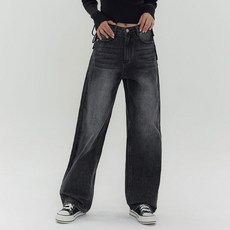 男女通用保暖蜜桃絨刷毛水洗寬版牛仔褲 CF7M54