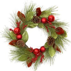 Min Sung Company NEW華麗的松果聖誕綠色花環, 混合顏色