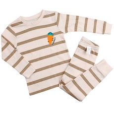 Maykids 童款橫條紋蔬果印花30支棉長袖家居服套裝