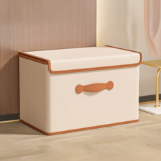 Ilsang Point 附蓋衣物布料收納箱 整理箱, 1個, 米色