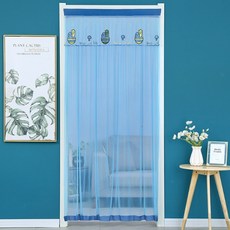 Sonio 魔鬼氈玄關防蚊門簾, 02 植物藍