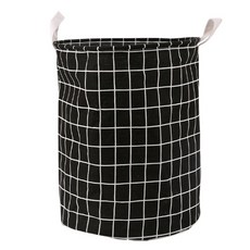어코랄 원형 옷 빨래 바구니, 블랙체크, 1개