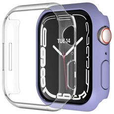 모란카노 애플워치 슬림 케이스 45mm 2종 세트, 투명, 퍼플, 1개