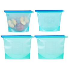 inbloom 矽膠拉鍊袋 冰箱收納容器 1000ml + 1500ml 套組 藍色, 混合, 2套