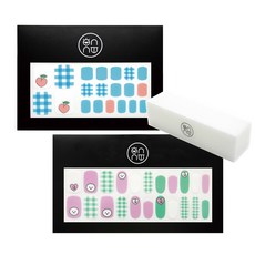 onnu On You Nail果凍凝膠桃子Crush足部美甲貼+比熊犬美甲貼+磨甲棒, 混色, 1組