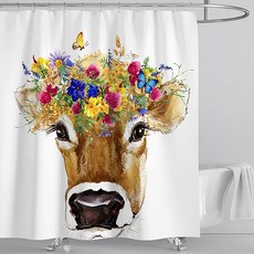 Market A 動物花卉獨特浴簾 花環鹿 180 x 180 cm, 1個