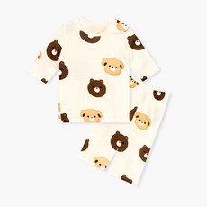 Uni FRIend 童款吸管小熊圖案7分袖上衣長褲組