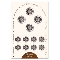 ButtonKing 女性西裝射出鈕扣 15mm 8個 + 21mm 4個 套組 泰坦環氧, 1套, 黑鎳
