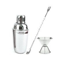 雞尾酒調酒器 300ml + 量酒器 30ml 45ml + 吧勺 套組, 1套, 單色
