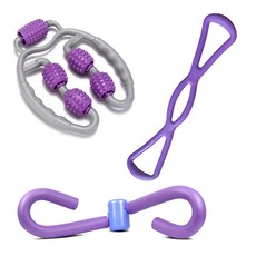 Everhouse 居家訓練伸展滾筒 + 彈力管 + 肌力器材 3件組, 紫色