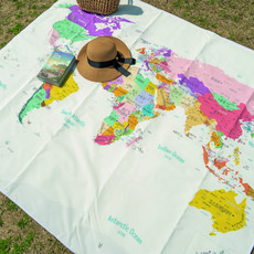 Aiden Travelmap 兒童世界地圖防水野餐墊, 裝飾米色