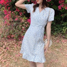 디아망 여성용 드리밍 플라워 프릴 랩 원피스 DI-20005 빅사이즈 포함