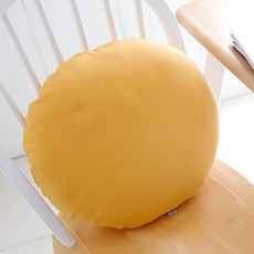 CASA VERDE 11支亞麻日常氛圍亞麻素色圓形坐墊, 焦糖色