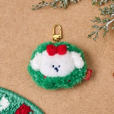 버터 스윗 크리스마스 멍솜이 리스 미니 키링, 8.5cm, 그린, 1개