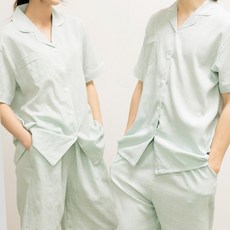 테라우드 커플용 스노우바 시어서커 반팔 상하의 2세트