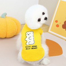 DING DONG PET 小熊軟糖狗狗無袖T恤, 黃色, 1個