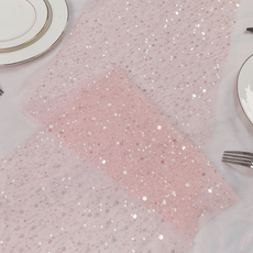 Second Best 亮片珠光派對桌巾, 30 x 180 cm, 粉紅色, 1個