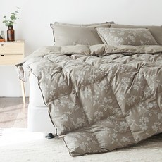 라뽐므 리플라워 구스이불 + 데인티 토퍼 + 베개커버 세트 한겨울용, 그레이