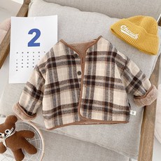 BEBENIZ 孩童格紋長袖內刷毛外套