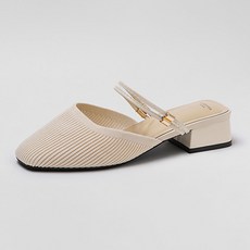 CHAAKAN SHOES 女款透膚針織兩穿穆勒樂福鞋 MLFBR1f805, 240, 象牙白