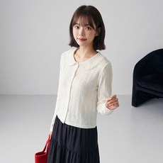 Paperments 女款圓領鏤空石紋袖開襟衫 14047