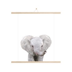 室內裝飾掛軸海報 大象F, 米色木質