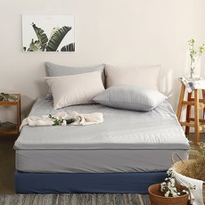 LInTTon 床墊套 + 內芯 + 枕頭套 2件組, 銀灰色