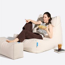 폴리몰리 1인용 대형 빈백 거실 야외 소파, 607P 크림 베이지 (풋스툴 별매)