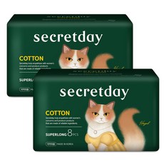 secretday Cotton棉質蝶翼型衛生棉, 超長夜用型(43cm), 8片, 2包