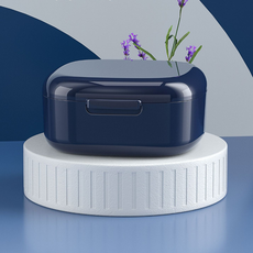 Steadial 方形雙層矯正器假牙收納盒, 藍色, 1個