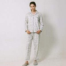 안나앤코 여성용 빈티지리프 긴팔 파자마 상하의 세트