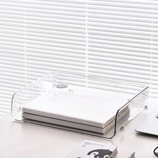 桌面可堆疊透明文件收納盒 寬版, 透明色, 2個