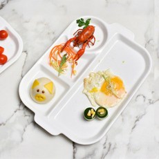 다파랑 사각 세라믹 식판 소식 분할 플레이팅 접시 사각 HJ0870, 方形, 1個