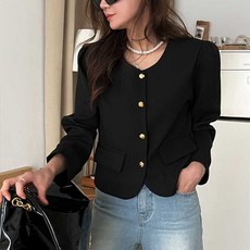 NANING9 女款Delsio圓領夾克, 黑色, 1個