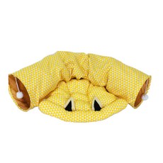 Gatto 可折疊滾動貓隧道&坐墊 半圓形, 黃色格子, 1個