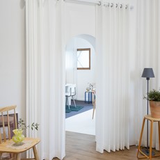 Nuguna Private 厚實雪紡穿環記憶定型窗簾 2入, 白色