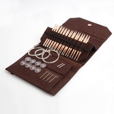 LYKKE Raike Syprah組裝式針織棒+皮革收納包組 12cm, 棕色（小袋）, 1組