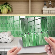 Glitch Mode 浴室磁磚貼 10入, 綠色