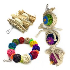 飼養鸚鵡玩具3件組, 混色, 1套