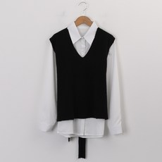 Pippin 女款基本款襯衫 附腰帶針織背心 112515