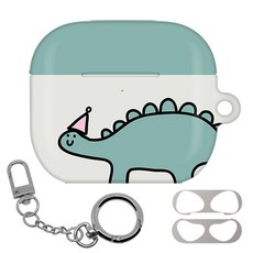 몬드몬드 에어팟 3세대 하드 케이스 + 철가루방지 스티커 + 키링 세트, 공룡라이프 생일공룡(케이스), 1개