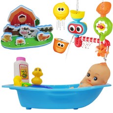 Baby Plus Baby Bath Play+Diver Bath Play+Farm Farm Farm Bath Play 貼紙套組, 藍色（在浴缸裡玩），隨機發貨（在潛水員浴缸裡玩）