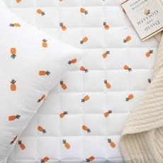 타카타카 부드러운 소프트워싱 순면 과일 고정밴딩 누빔침대패드, 코튼파인애플