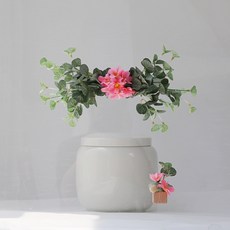 그리너리데이지 납골당리스 + 미니화병, 핑크, 1개