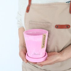 모리앤 마블 컬러 무광 플라스틱 화분 + 받침 세트, 버블핑크, 1개