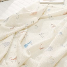 g BEDDING 歡迎小鹿涼感雪花漣漪單層薄被, 米色